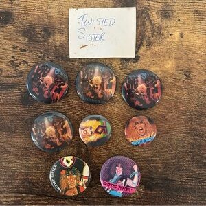 VTG 80’s Twisted Sister Pinback Concert buttons 1980s pins Rock / Metal / hair